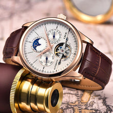 Cargar imagen en el visor de la galería, LIGE Reloj hombre, automático tourbillon, visible, calendario y diseño caja incluida.
