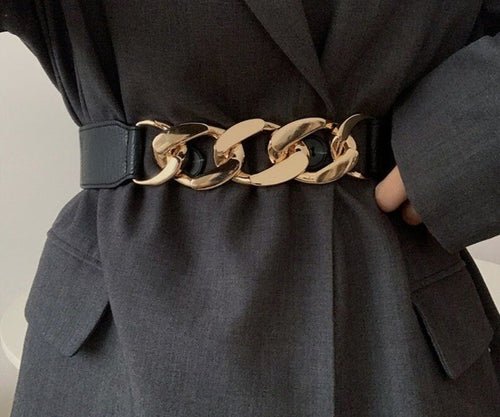 Cinturón elástico con cadena de oro y plata 70cm
