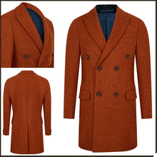 Cargar imagen en el visor de la galería, Man in Red: Abrigo lana naranja liso para hombre, gabardina gruesa 3XL