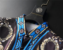 Cargar imagen en el visor de la galería, Royal blue. Camisa diseñador manga larga fibra bambu alta calidad.