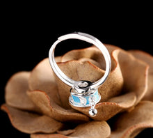 Cargar imagen en el visor de la galería, 925 Sterling Silver Enamel Ring Buddhism Six-character Prayer Open Ring Fine Jewelry for Women Ethnic Vintage Trendy Gift