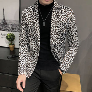 Hombre leopardo chaqueta club Slim 3XL