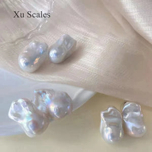 Pendientes de perlas barrocas blancas Natural, plata de ley S925