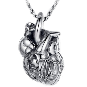 Corazón anatomico, con calavera oculta Colgante. Plata esterlina 925