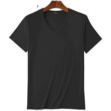 Cargar imagen en el visor de la galería, Camiseta basica hombre 95% fibra bambú, elastica, 4 colores. Cuello redondo y en pico