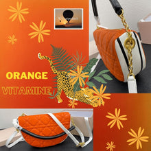 Cargar imagen en el visor de la galería, Bolso naranja vitamina, bolsa de hombro de cuero genuino, 2 tamaños