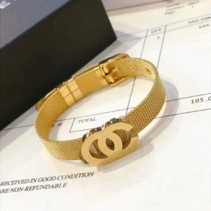 Luxury Brand Designers Letters Bracelets 18K Gold Plated Stainless Steel