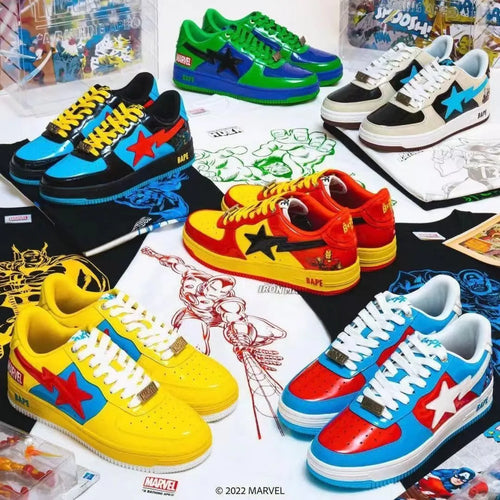 A Bathing Ape Bape Sta X Marvel Hero Collection Co, zapatos de tendencia. 36-44