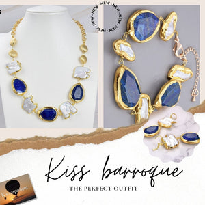 Kiss Barroque: Perlas Keshi y lapis lazuli. Collar.