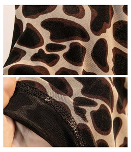 Fondo de armario: Camiseta nylon cuello alto animal print Leopardo. 3XL|