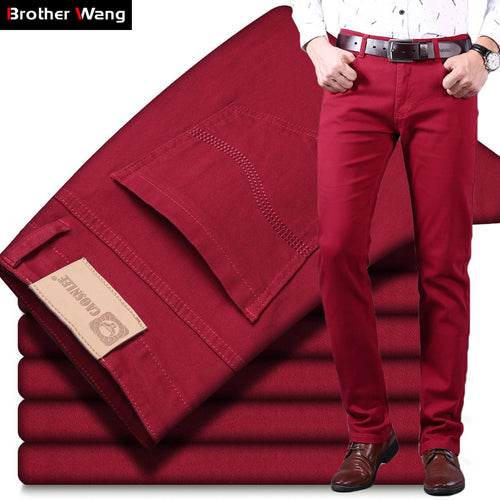 Pantalones vaqueros elásticos rectos men in red. 28-40