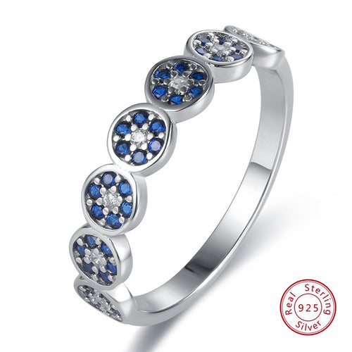 Eyelet Designer Rings Women High Quality 925 Sterling Silver Size 10 Female Ring Blue Stones And Crystals Wedding Fine Jewelry