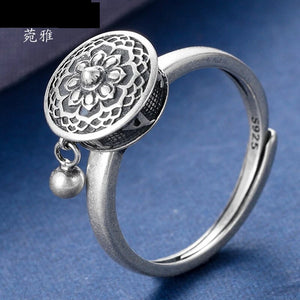 Anillo mantra tibetano giratorio 100% plata. Ajustable.