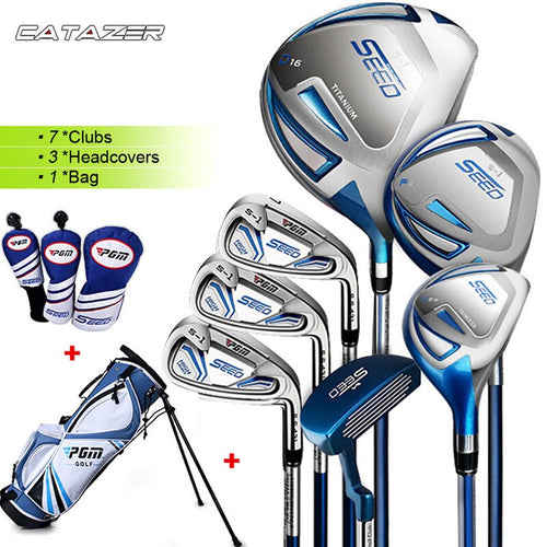 Set 7 palos de Golf junior con bolsa, azul, fibra carbono, 120-165cm de altura