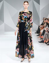 Cargar imagen en el visor de la galería, Floral Chiffon vestido maxi manga larga de lujo Linea A. XL