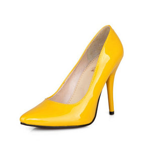 ZawsThia patent PU leather woman thin high heels colorful yellow green stiletto office lady pumps women shoes big size 46 47 48