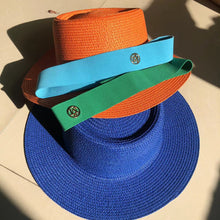 Cargar imagen en el visor de la galería, Sombrero de paja de color incluido naranja vitamina
