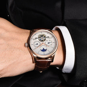 LIGE Reloj hombre, automático tourbillon, visible, calendario y diseño caja incluida.