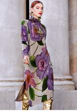 Cargar imagen en el visor de la galería, Suéter vestido Floral cuello alto 3XL