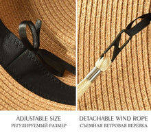 Cargar imagen en el visor de la galería, Sombreros Panamá paja con ribete ala ancha UPF, protección UV.