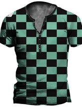 Cargar imagen en el visor de la galería, Camiseta hombre en damero verde y blanco, poliester y microelastica. 3XL