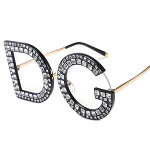 Gafas de sol con letras DG, marco de Metal y diamantes para mujer. 67mm