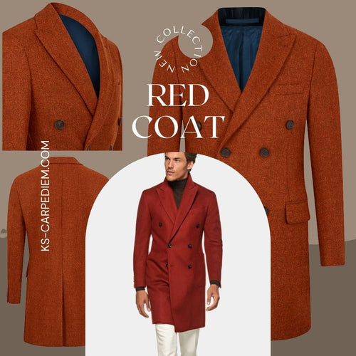 Man in Red: Abrigo lana naranja liso para hombre, gabardina gruesa 3XL