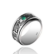 Cargar imagen en el visor de la galería, ONE TASTE 925 Sterling Thai Silver Men&#39;s Ring Buddhism Mantra Chalcedony Rotated Outside Circle Rings Fine Jewelry Trendy Gift