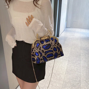 Bolso de mano de lujo con lentejuelas animal print