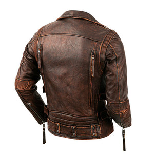 Chaqueta de cuero genuino para hombre, abrigo ajustado de Estilo Vintage para motociclista, color marrón, talla grande 5XL. Oferta limitada