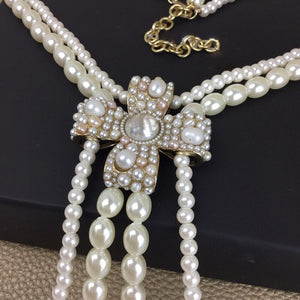 Collar de perlas de Cruz de Camelia para fiesta, joyería de moda de alta calidad.