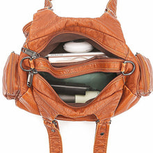 Cargar imagen en el visor de la galería, Bolso Retro de cuero suave para mujer, bolso de mano informal de gran capacidad, bolso de hombro