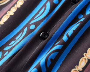 Royal blue. Camisa diseñador manga larga fibra bambu alta calidad.