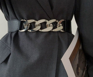 Cinturón elástico con cadena de oro y plata 70cm