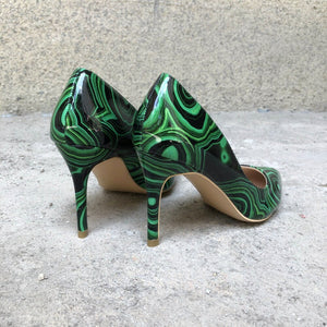 Zapatos de diseño malaquita en PU. Tacon aguja 3 alturas. 33-45