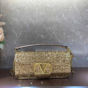 Valentinoc mujeres bolsos bordados estilo diseñador moda clásico dama mini bolso crossbody bolsos de playa cristal luz bolso de lujo AHXX