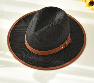 Sombreros Panamá paja con ribete ala ancha UPF, protección UV.