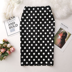 KISS DOT: Falda tubo lunares blanco y negro. 5XL