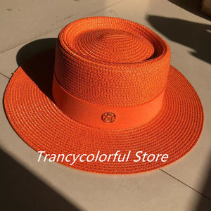 Sombrero de paja de color incluido naranja vitamina