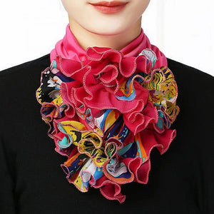 Cortaviento cuello y bufanda floral de gasa