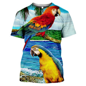 Parrot print camiseta de hombre animal print loros hawaianos