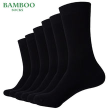Cargar imagen en el visor de la galería, 6 PRS/Lote Calcetin negro de vestir de Bambú. Suave, transpirable, antibacteriano. 200N de punto