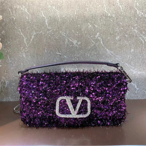 Valentinoc mujeres bolsos bordados estilo diseñador moda clásico dama mini bolso crossbody bolsos de playa cristal luz bolso de lujo AHXX