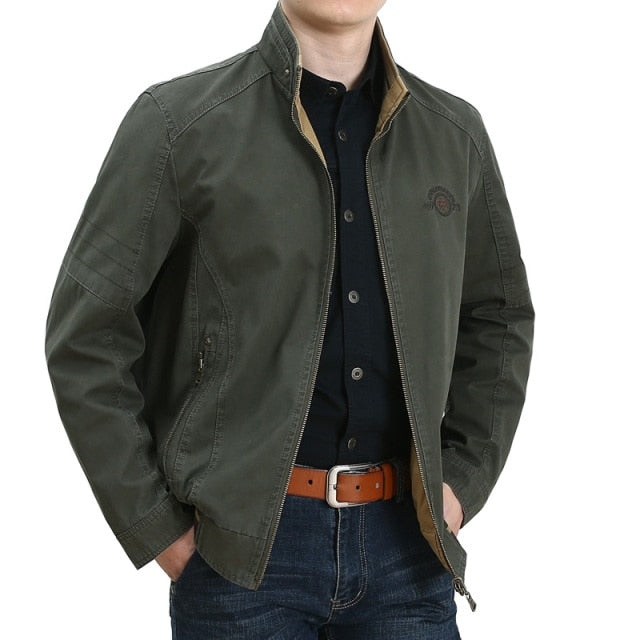 Bomber reversible hombre, algodón 100%, color caqui y verde militar. 4XL