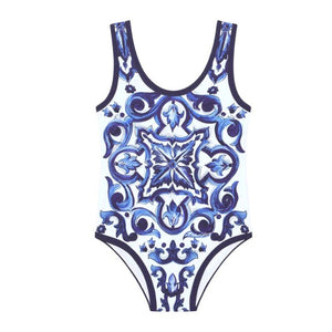 Bañador y falda patron mosaico azul. XL