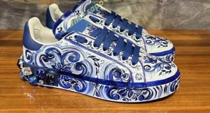 Mosaico Azul: Zapatillas cuero sintetico y cristal 35-46. Unisex.