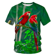 Cargar imagen en el visor de la galería, Parrot print camiseta de hombre animal print loros hawaianos