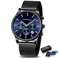 Cargar imagen en el visor de la galería, Reloj AZUL de cuarzo lujo hombre, cronógrafo deportivo 42mm. OFERTA FLASH