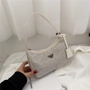 Bolso Bling bling pequeño en PU lujo con diamantes artificiales, a la moda 15*23*6cm