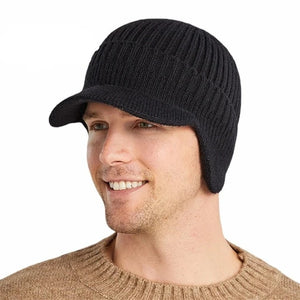Gorra de golf invierno para hombre, visera gruesa protección oídos